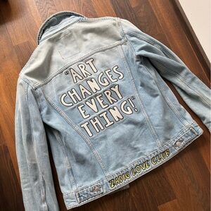 Zadig & Voltaire - denim jacket - “ART CHANGES EVERYTHING” SZE S ( approx 4/6)